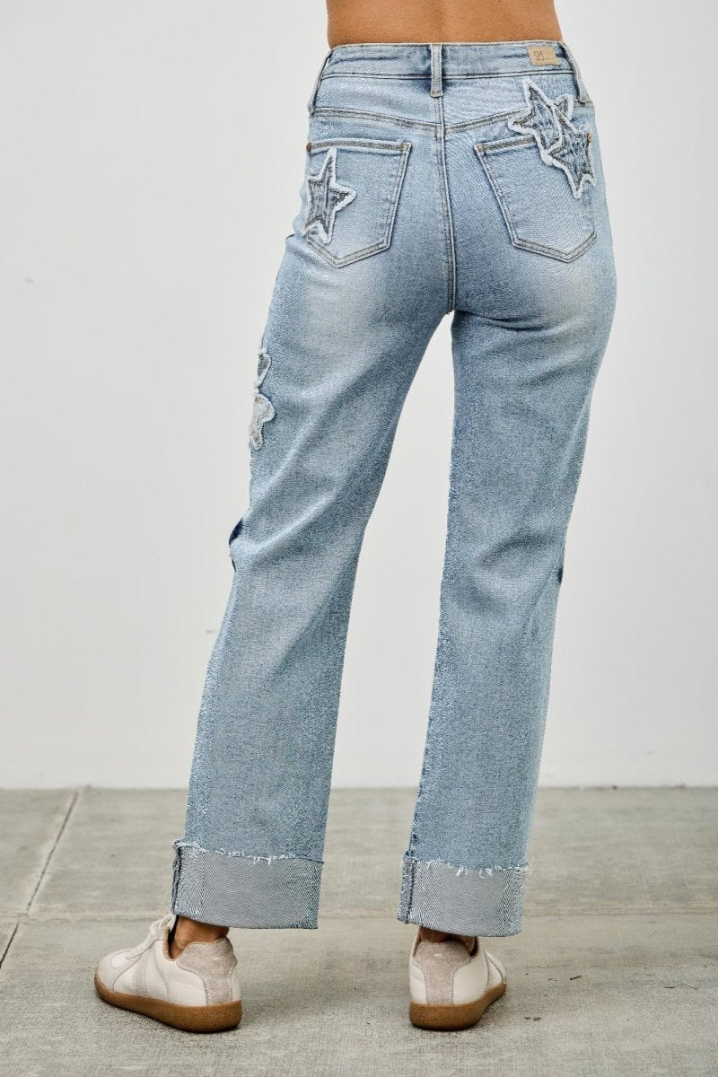 Cotton Blend Jeans – High Waist Straight - Leg - Saige Denim Women&