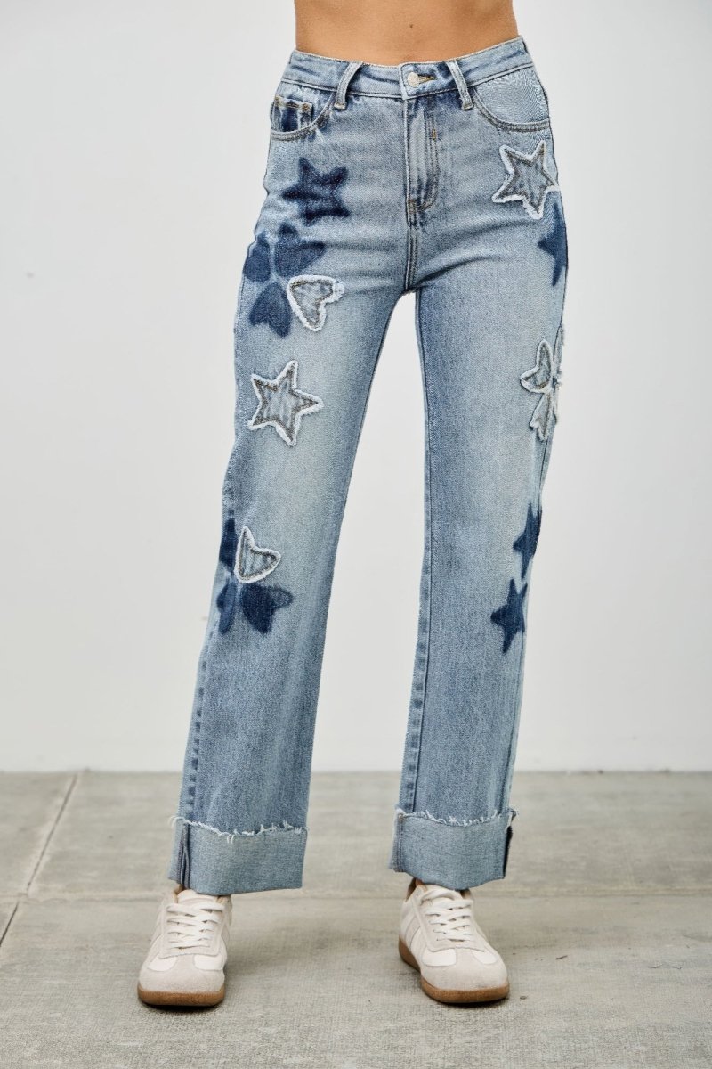Cotton Blend Jeans – High Waist Straight - Leg - Saige Denim Women&