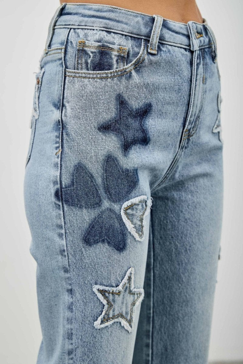 Cotton Blend Jeans – High Waist Straight - Leg - Saige Denim Women&
