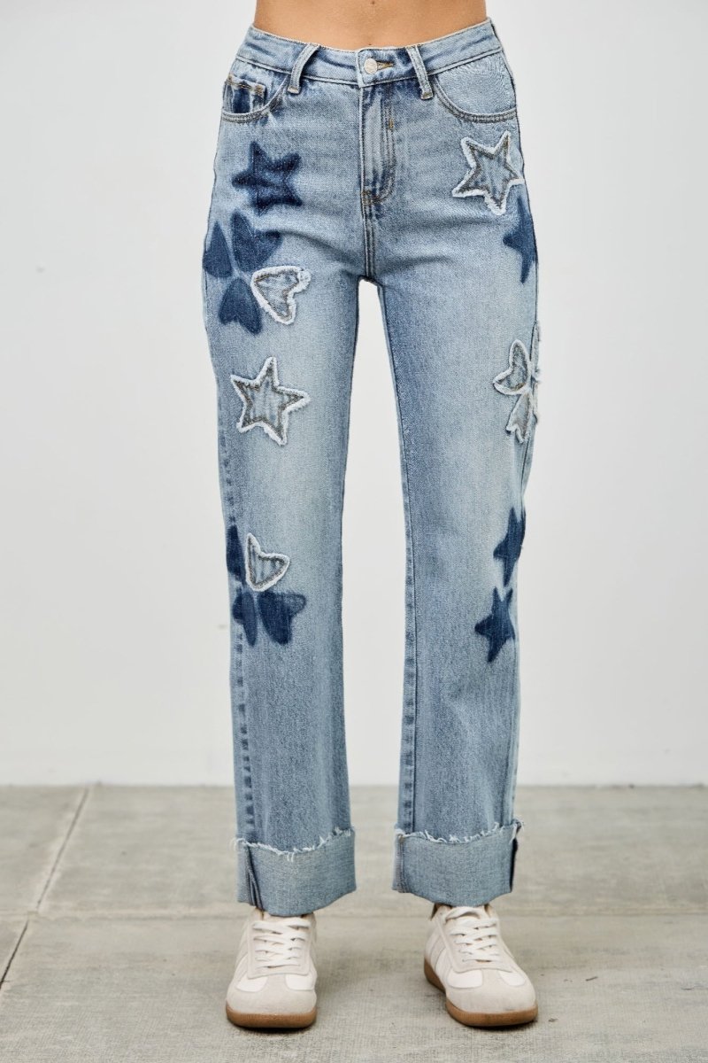 Cotton Blend Jeans – High Waist Straight - Leg - Saige Denim Women's Premium USA - Made Jeans - AMVIM