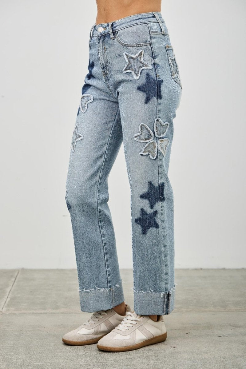 Cotton Blend Jeans – High Waist Straight - Leg - Saige Denim Women&