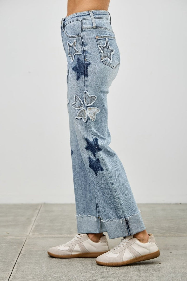 Cotton Blend Jeans – High Waist Straight - Leg - Saige Denim Women&