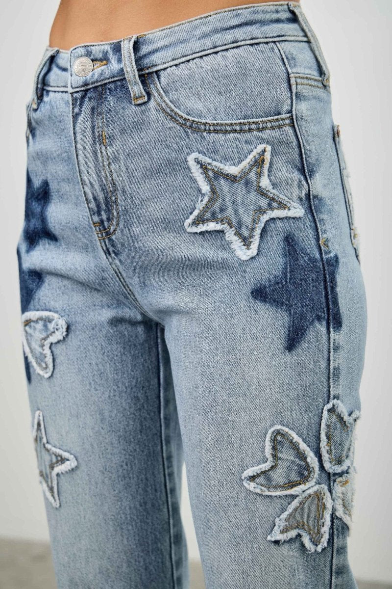 Cotton Blend Jeans – High Waist Straight - Leg - Saige Denim Women&