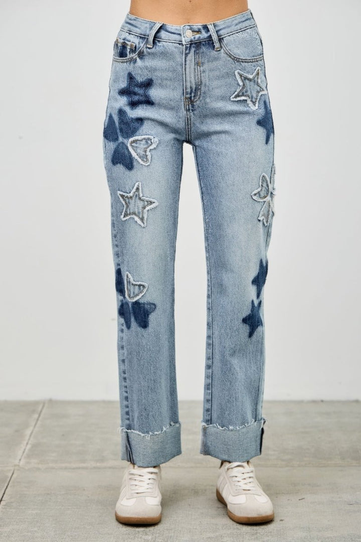 Cotton Blend Jeans – High Waist Straight - Leg - Saige Denim Women&