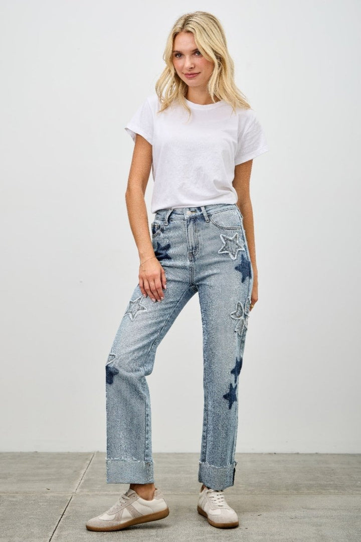 Cotton Blend Jeans – High Waist Straight - Leg - Saige Denim Women&