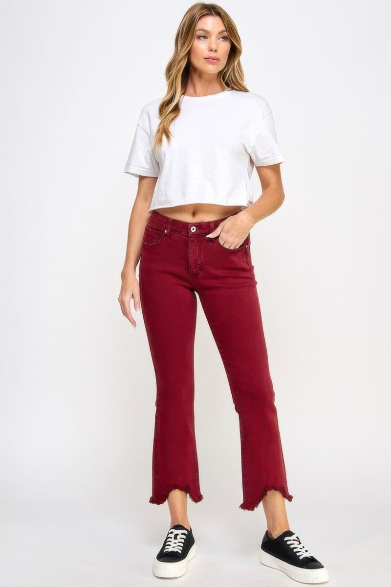 Cotton - Blend Jeans – Mid Rise Kick Flare Fit - Saige Denim Women's Premium USA - Made Jeans - AMVIM