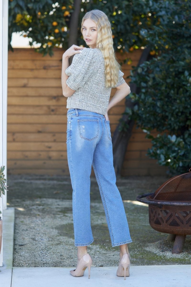 Cotton - Blend Jeans – Slim Bootcut Mid Rise Crop - Saige Denim Women&