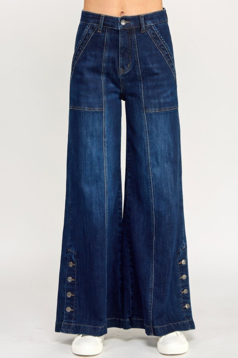 Cotton Denim Jeans – High Waist Wide - Leg - Saige Denim Women's Premium USA - Made Jeans - AMVIM