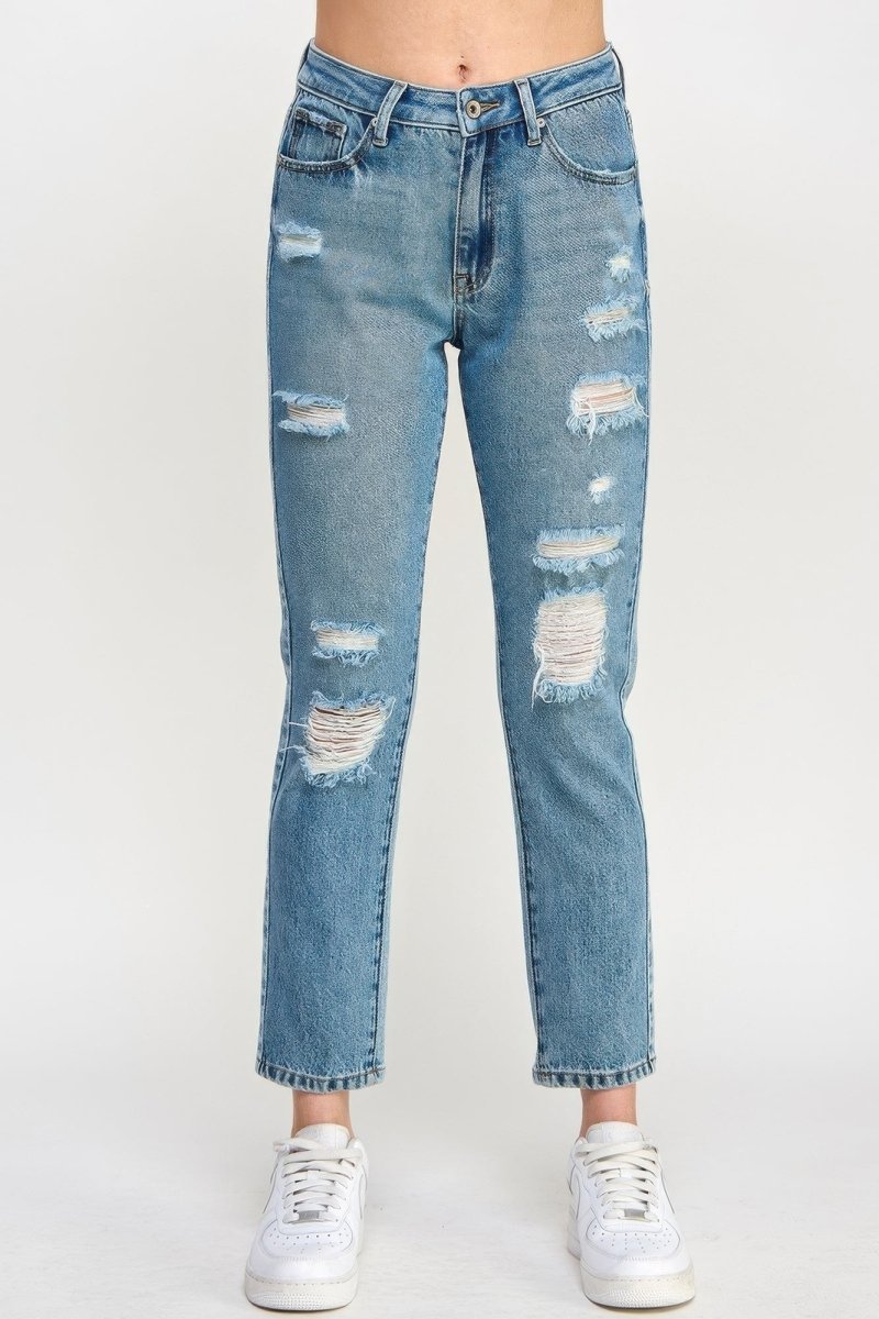 Cotton Denim Jeans – Relaxed Straight Fit - Saige Denim Women's Premium USA - Made Jeans - AMVIM