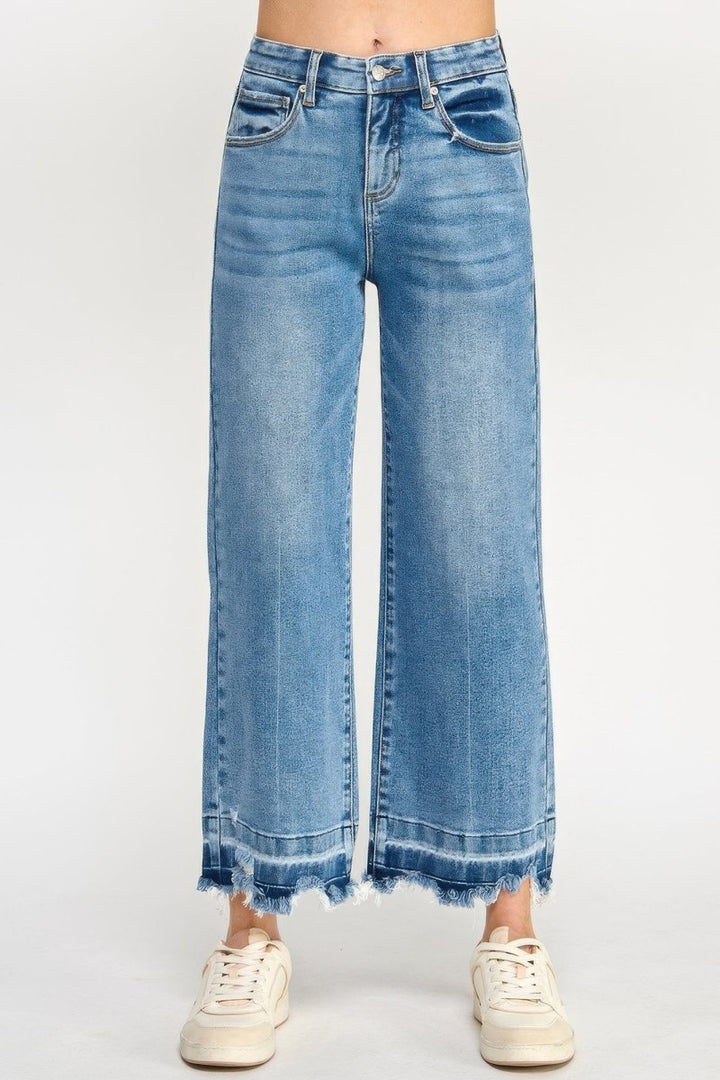 Cotton Jeans – High Rise Crop Wide - Leg Fit - Saige Denim Women&