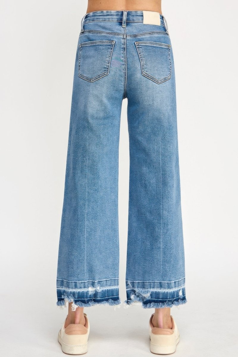 Cotton Jeans – High Rise Crop Wide - Leg Fit - Saige Denim Women&