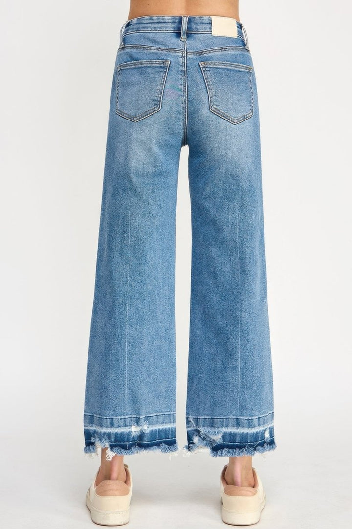Cotton Jeans – High Rise Crop Wide - Leg Fit - Saige Denim Women&
