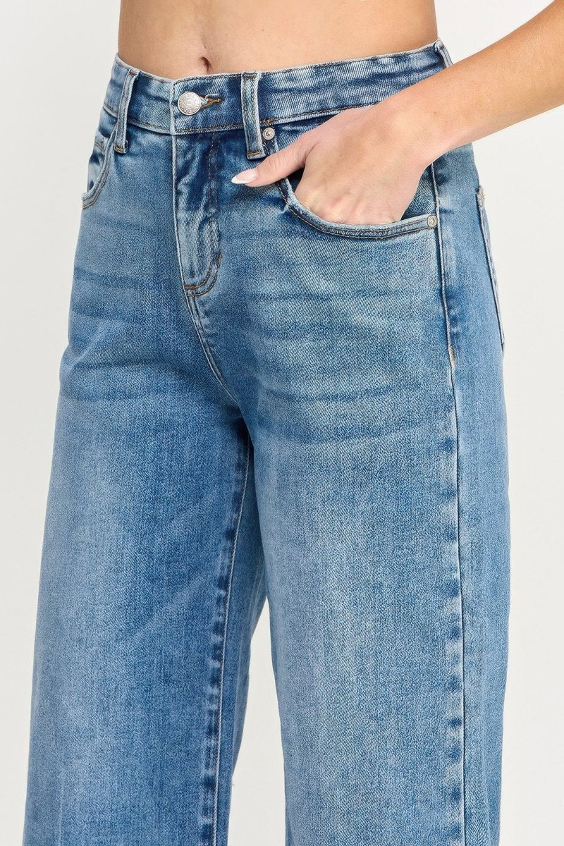 Cotton Jeans – High Rise Crop Wide - Leg Fit - Saige Denim Women&