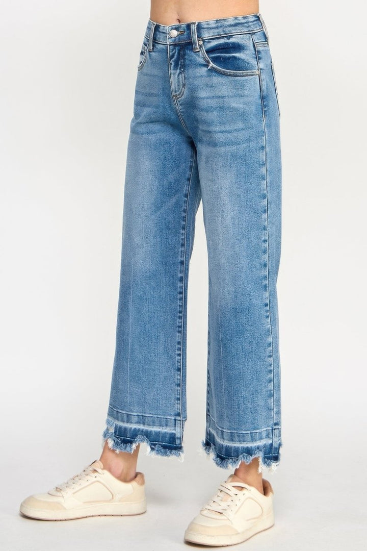 Cotton Jeans – High Rise Crop Wide - Leg Fit - Saige Denim Women&