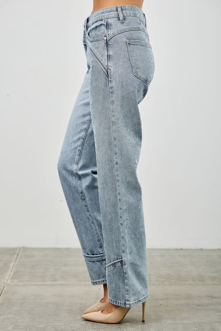 Cotton Jeans – Mid Rise Straight - Leg Tailored Fit - Saige Denim Women&