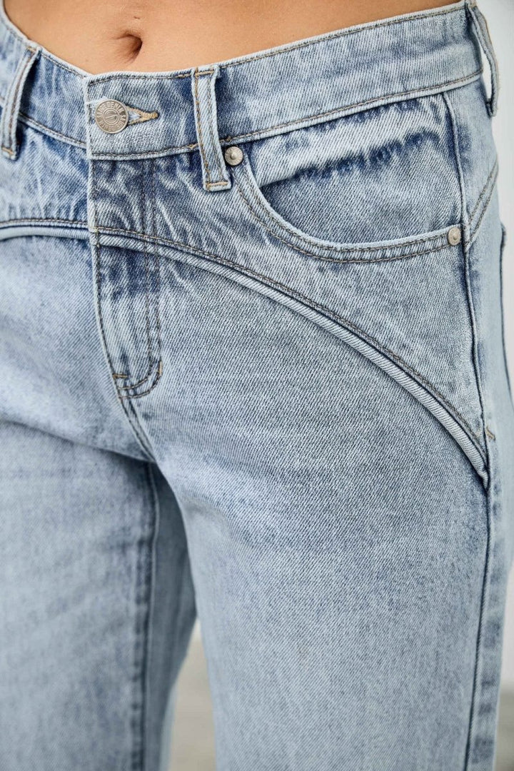 Cotton Jeans – Mid Rise Straight - Leg Tailored Fit - Saige Denim Women&