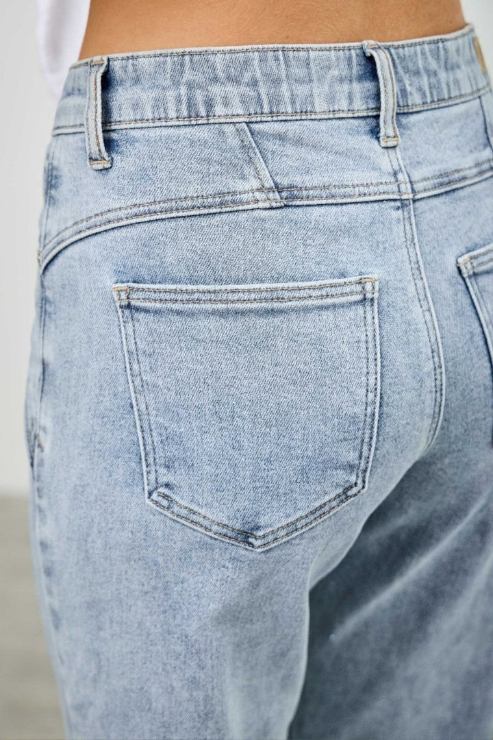 Cotton Jeans – Mid Rise Straight - Leg Tailored Fit - Saige Denim Women&
