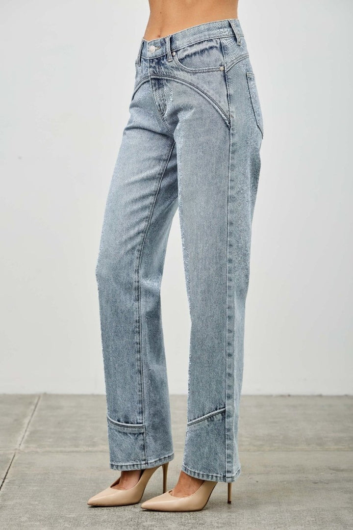 Cotton Jeans – Mid Rise Straight - Leg Tailored Fit - Saige Denim Women&