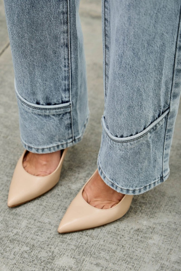 Cotton Jeans – Mid Rise Straight - Leg Tailored Fit - Saige Denim Women&
