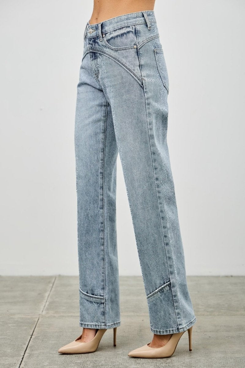 Cotton Jeans – Mid Rise Straight - Leg Tailored Fit - Saige Denim Women&