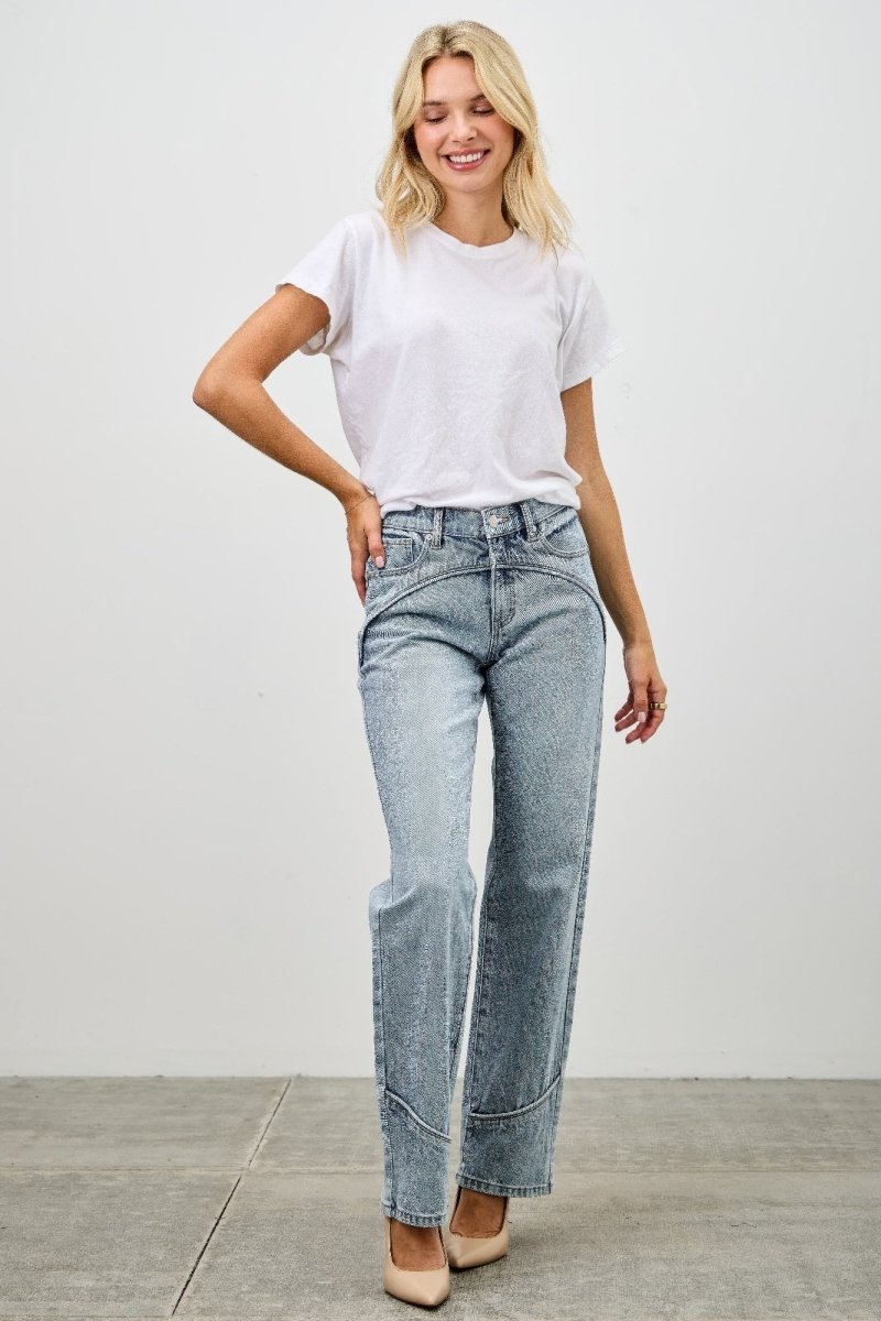 Cotton Jeans – Mid Rise Straight - Leg Tailored Fit - Saige Denim Women&