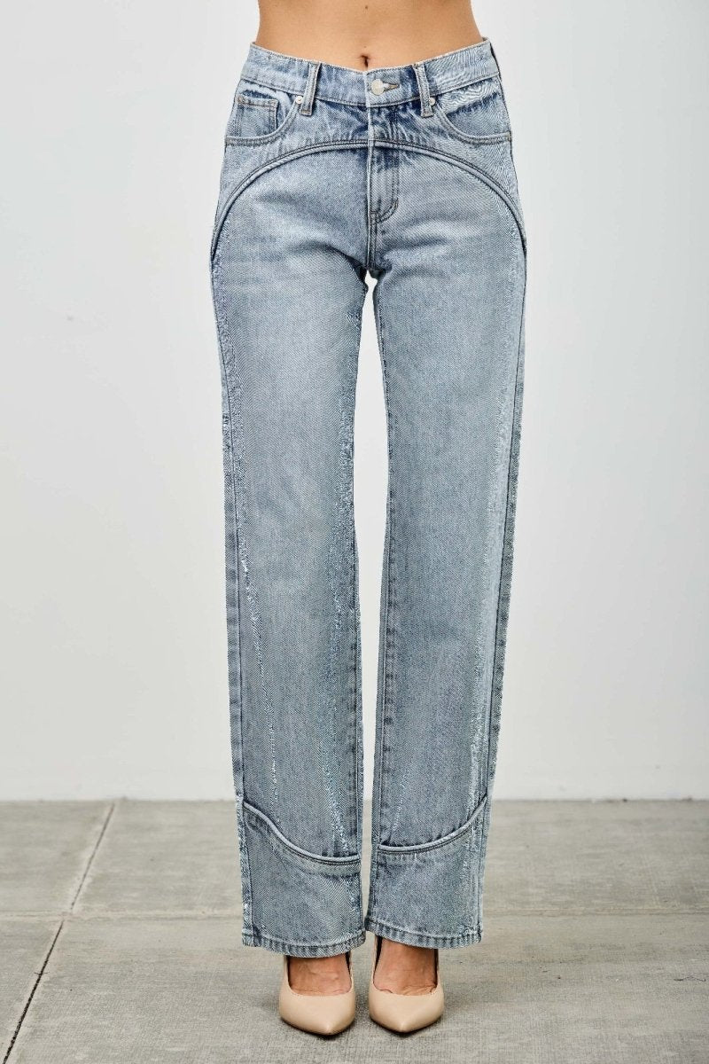 Cotton Jeans – Mid Rise Straight - Leg Tailored Fit - Saige Denim Women's Premium USA - Made Jeans - AMVIM