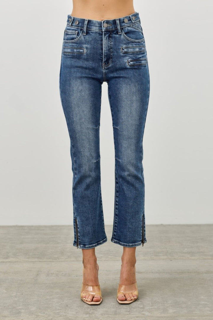 Cotton Skinny Crop Jeans – Mid Rise Fit - Saige Denim Women&