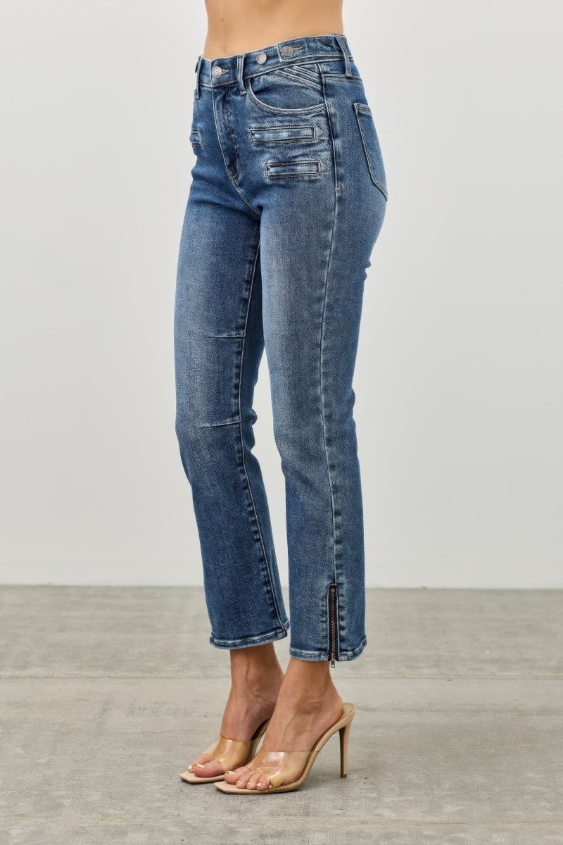 Cotton Skinny Crop Jeans – Mid Rise Fit - Saige Denim Women&
