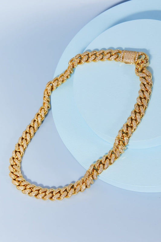 Cubic Zirconia Curb Chain Necklace for Layered Styling - AMVIM