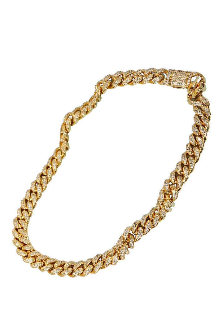 Cubic Zirconia Curb Chain Necklace for Layered Styling - AMVIM