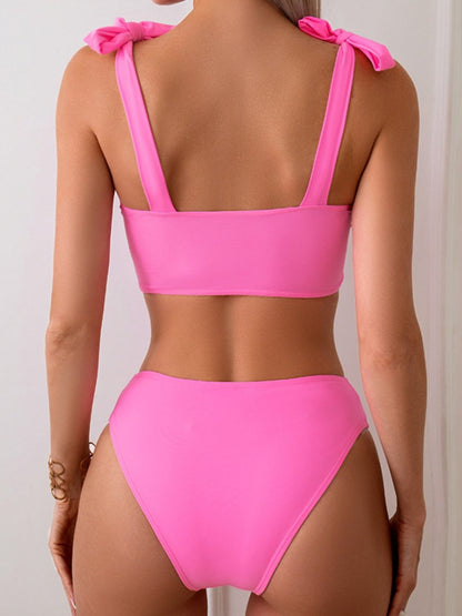 Cutout Sweetheart Neck Three-Piece Swim Set - AMVIM