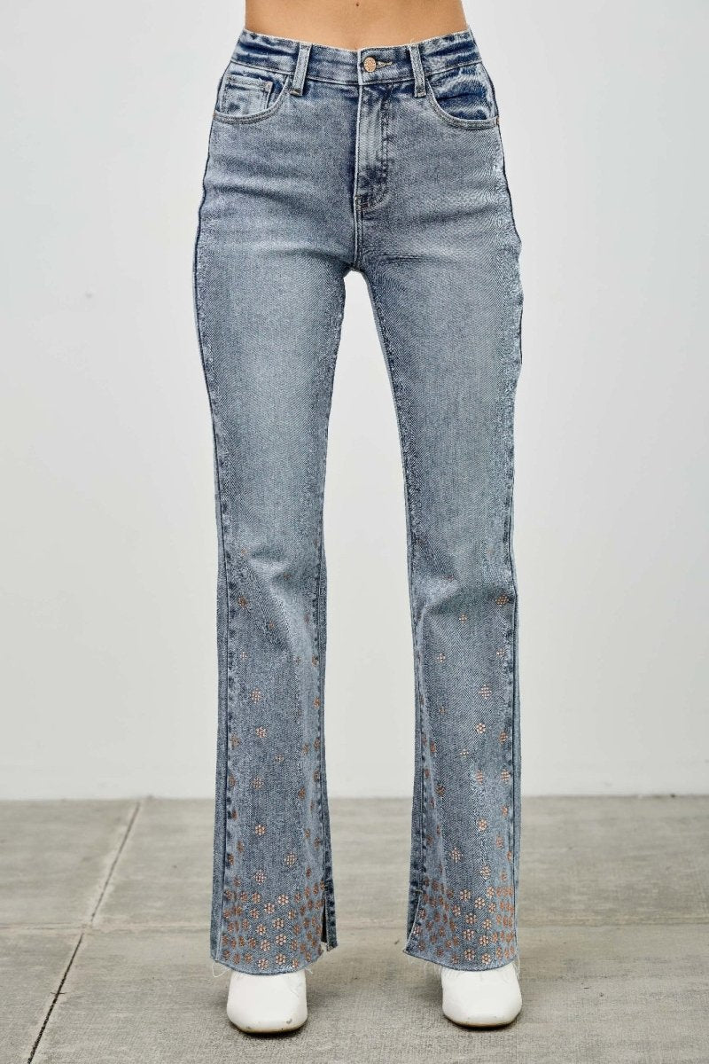 Denim Jeans – High Waist Kick Flare Fit - Saige Denim Women's Premium USA - Made Jeans - AMVIM
