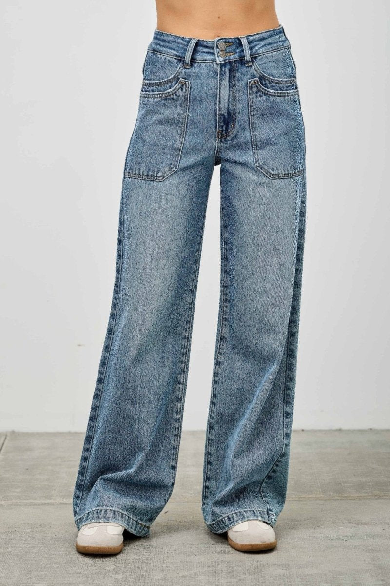 Denim Jeans – Wide - Leg High Waist - Saige Denim Women's Premium USA - Made Jeans - AMVIM