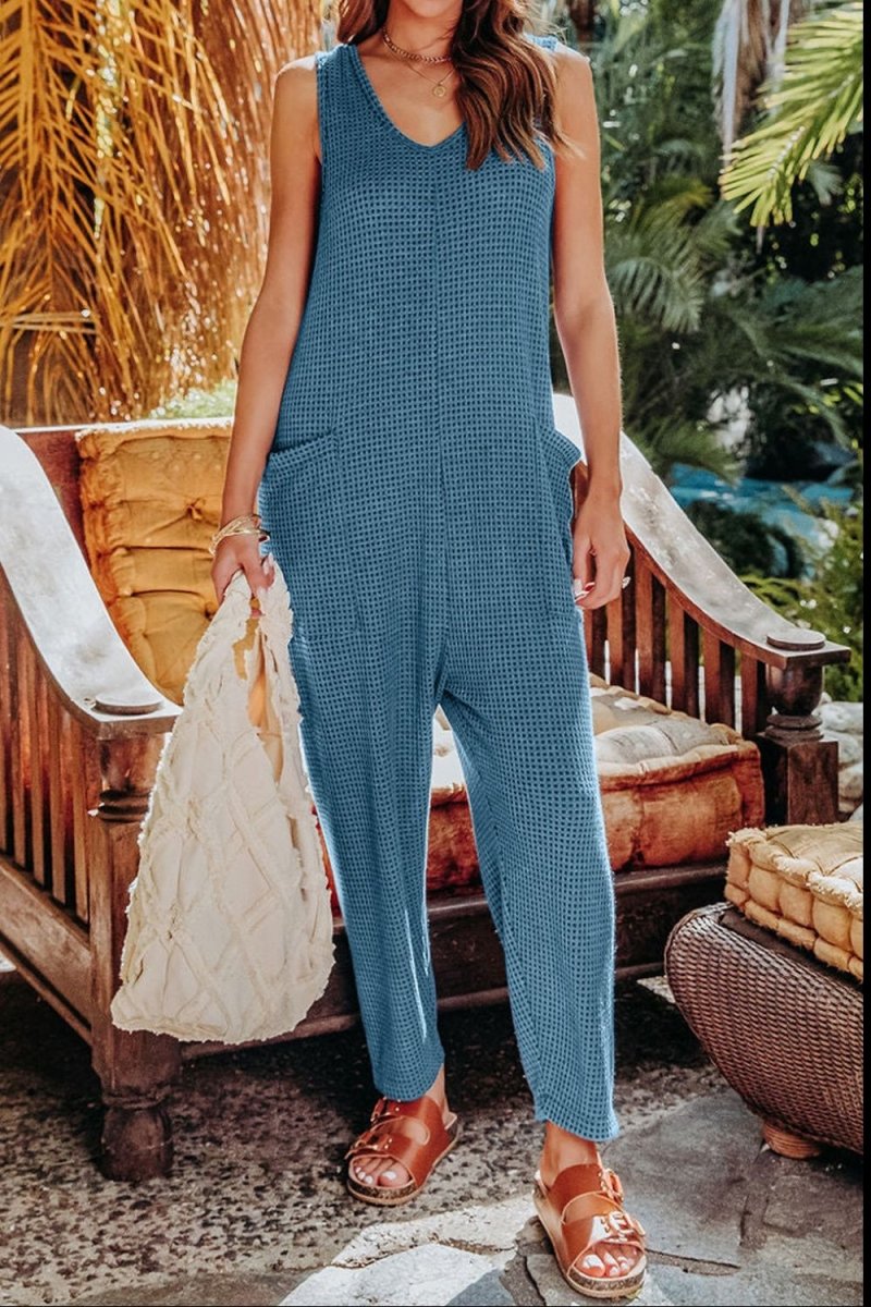 Double Take Full Size Sleeveless Straight Jumpsuit - AMVIM