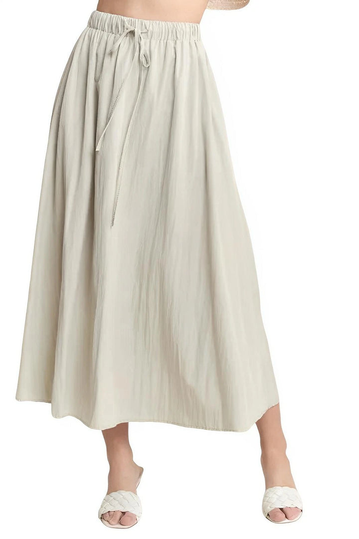 Drawstring Waist Crinkle Maxi Skirt – Casual Everyday Look - AMVIM