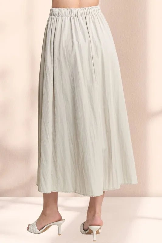 Drawstring Waist Crinkle Maxi Skirt – Casual Everyday Look - AMVIM
