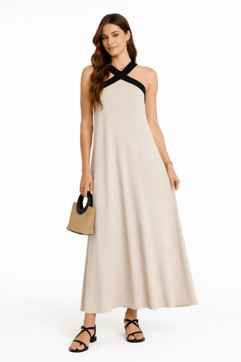 Dress Off Shoulder Long A - Line Elegant Summer Look - AMVIM