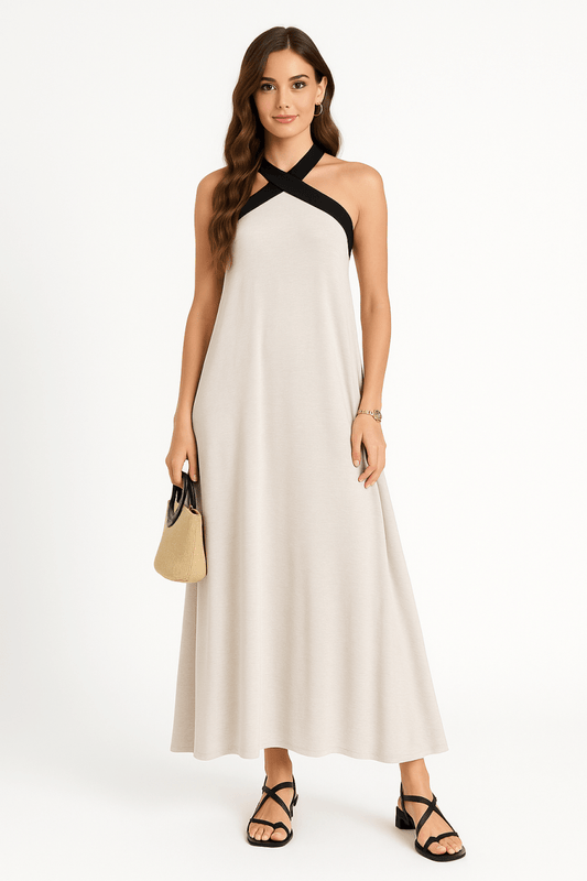 Dress Off Shoulder Long A - Line Elegant Summer Look - AMVIM