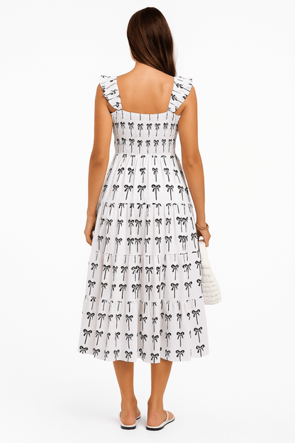 Dress Sleeveless Square Neck Printed Summer Pocket Fit - AMVIM