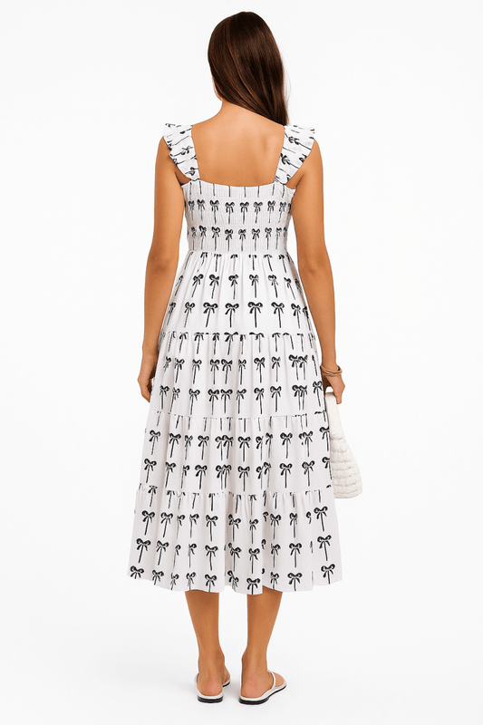 Dress Sleeveless Square Neck Printed Summer Pocket Fit - AMVIM