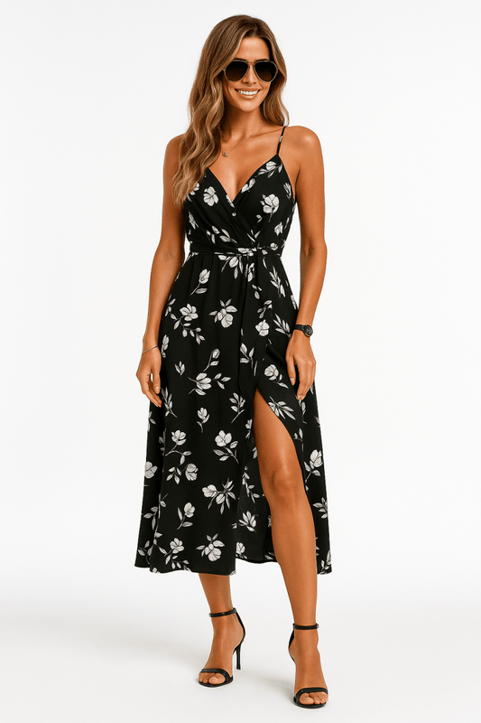 Dress wrap knot cami summer floral lightweight fit - AMVIM
