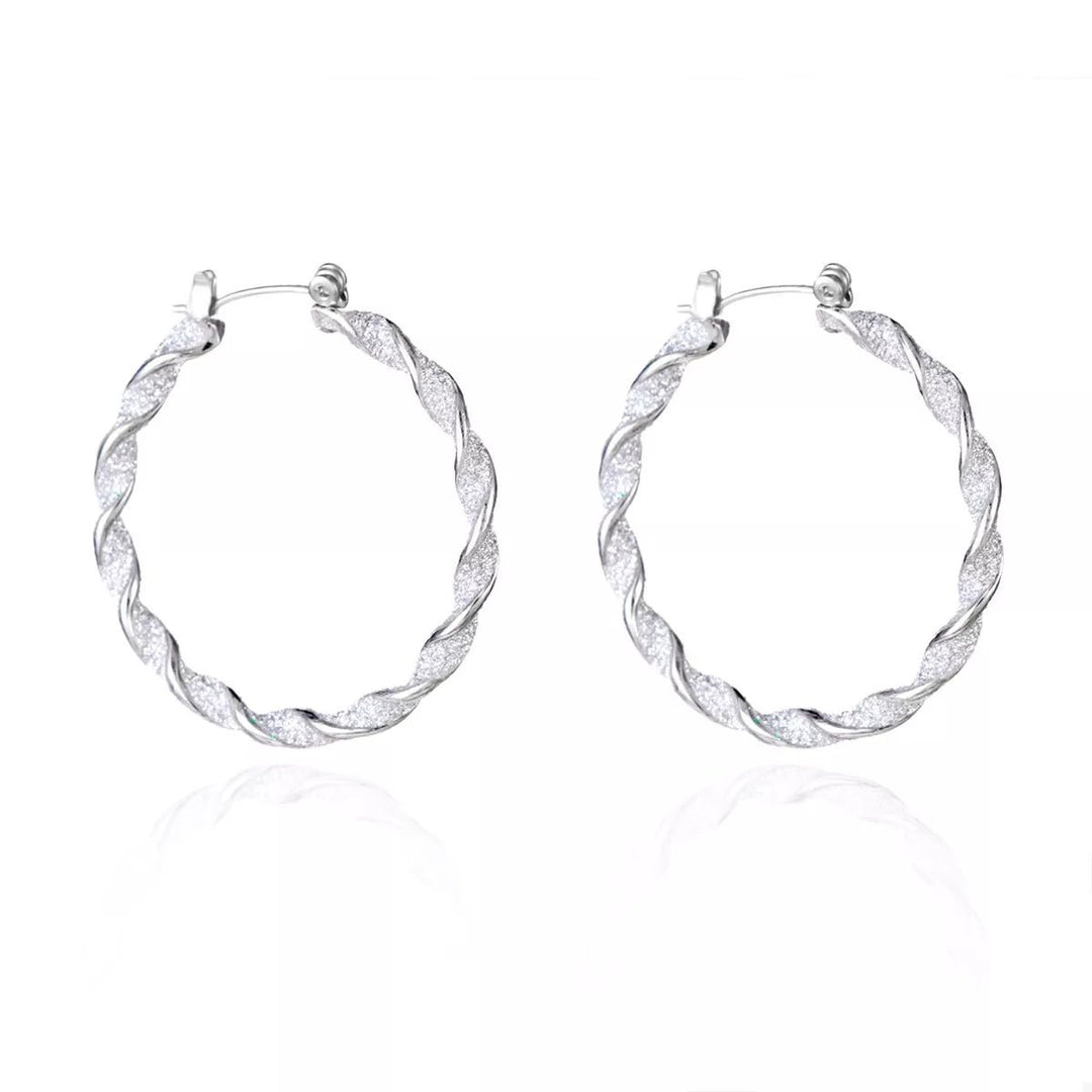 Earrings Christmas Red Twisted Alloy Holiday Hoop Pair - AMVIM