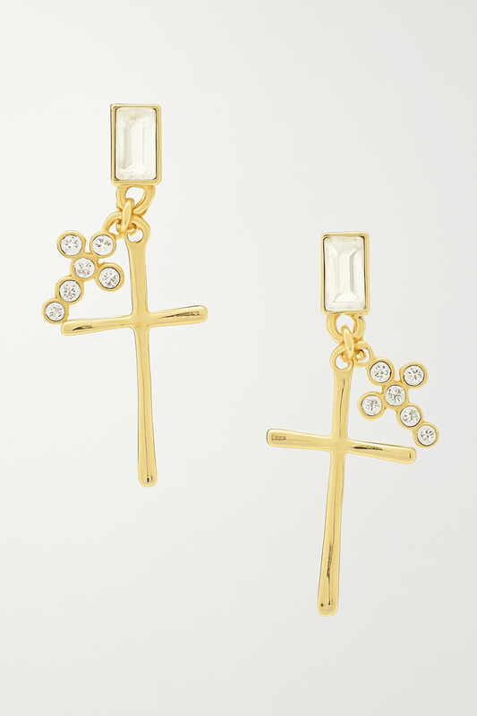 Earrings crystal stick cross dangle lightweight polished - AMVIM