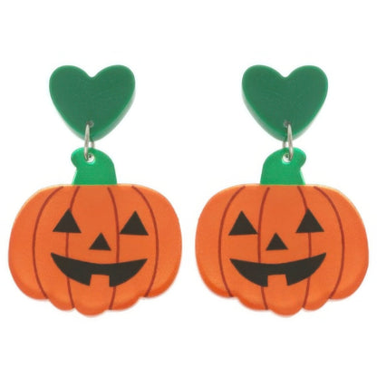 Earrings Halloween Acrylic Pumpkin Stud Lightweight - AMVIM