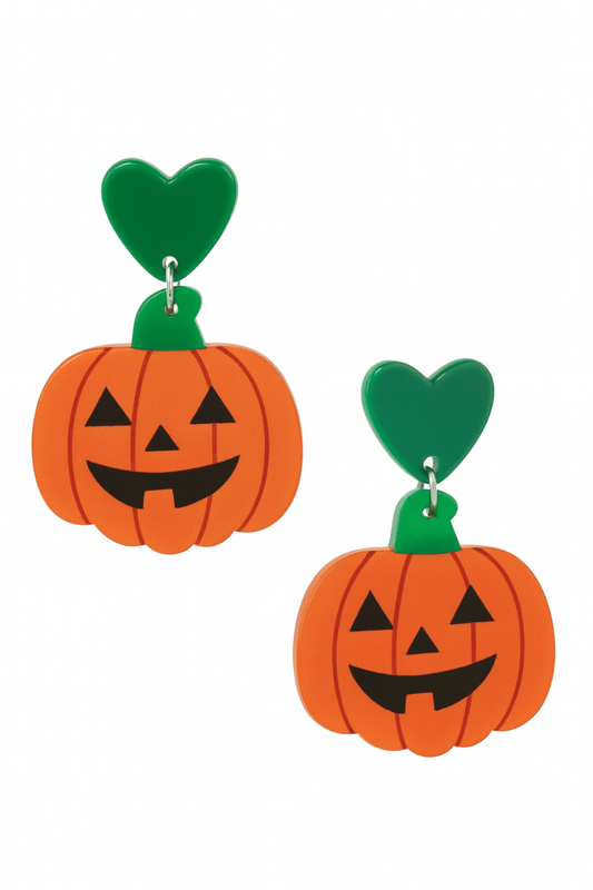 Earrings Halloween Acrylic Pumpkin Stud Lightweight - AMVIM