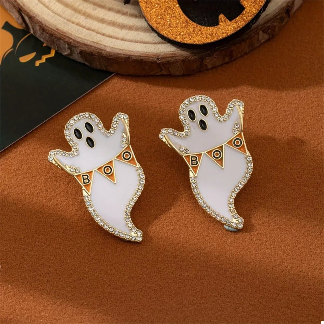 Earrings Halloween Ghost Pumpkin Dangle Gold - Plated Fall - AMVIM