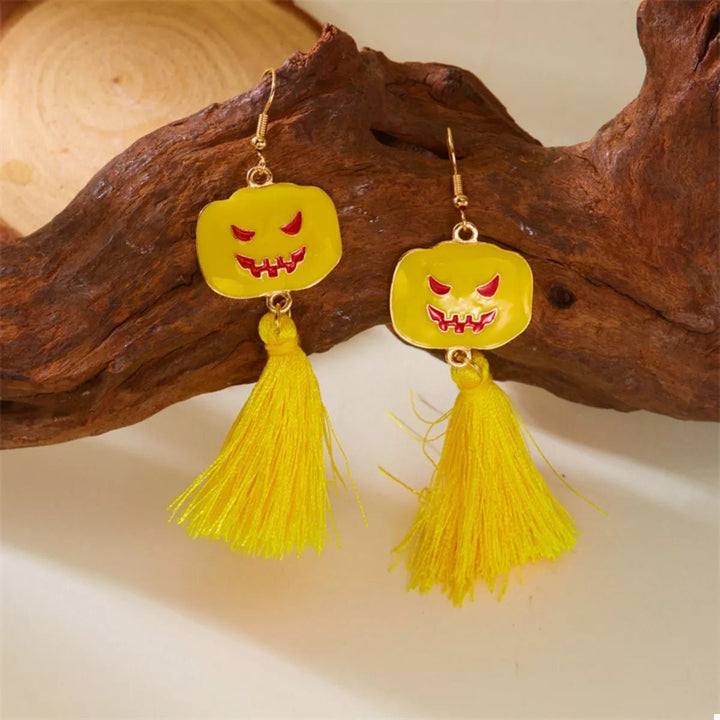 Earrings Halloween Ghost Pumpkin Dangle Gold - Plated Fall - AMVIM