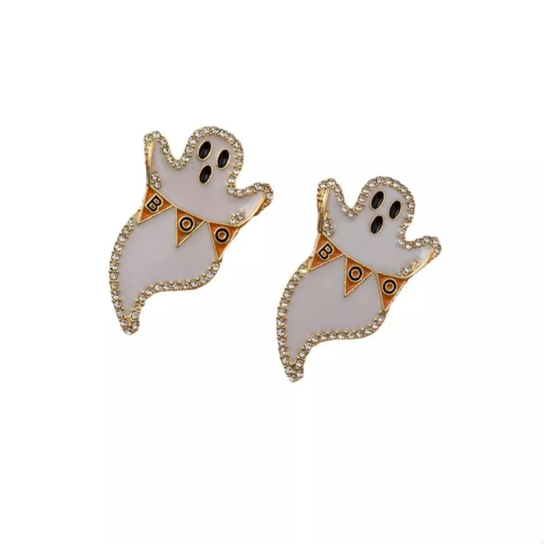 Earrings Halloween Ghost Pumpkin Dangle Gold - Plated Fall - AMVIM