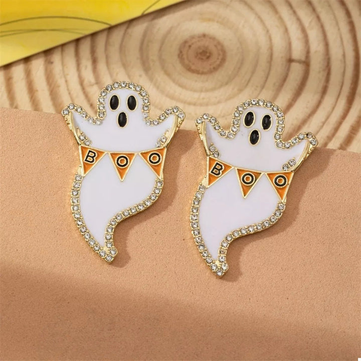 Earrings Halloween Ghost Pumpkin Dangle Gold - Plated Fall - AMVIM