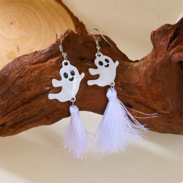 Earrings Halloween Ghost Pumpkin Dangle Gold - Plated Fall - AMVIM